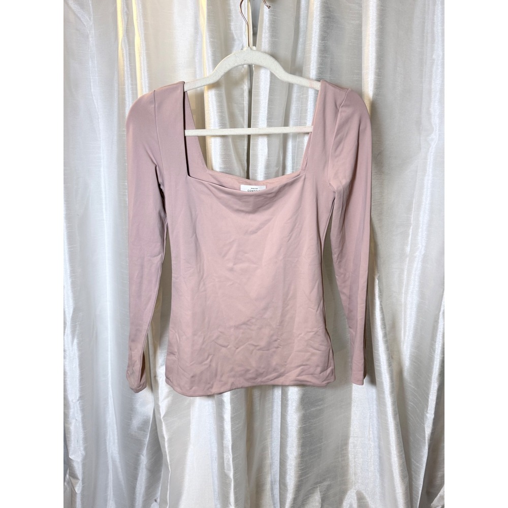 Babaton Contour Long Sleeve Women M Pink Excellent Square Neck Slim Fit Top